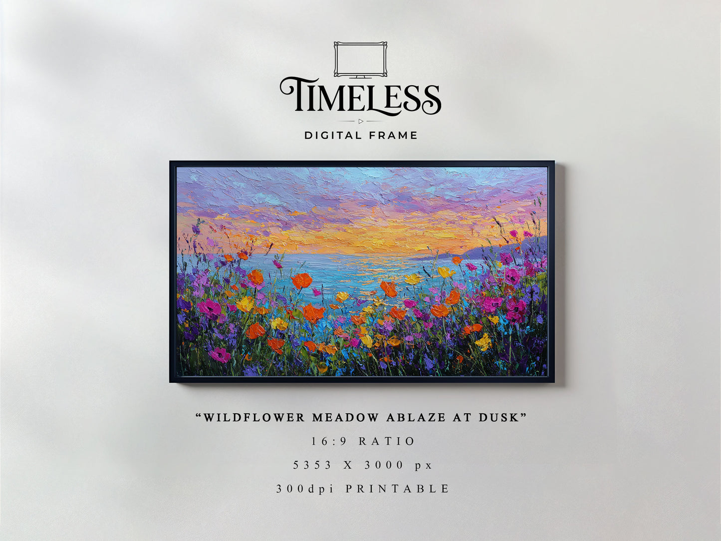 Sunset Coast Seascape coastal seascape #187 | Digital Download for Samsung Frame TV, Horizontal Wall Art Print