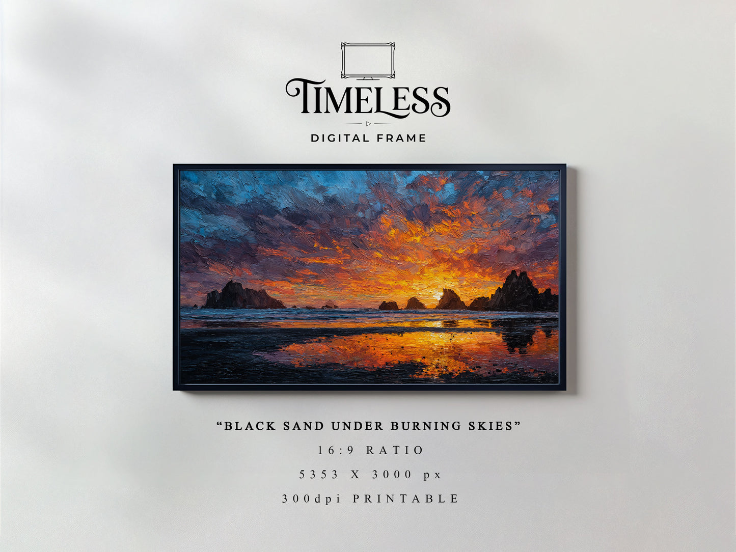 Ocean horizon Sunset Coast Seascape Art #189 | Digital Download for Samsung Frame TV, Horizontal Wall Art Print