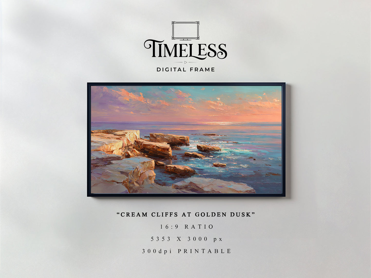 Sunset Coast Seascape beach house decor | Digital Download for Samsung Frame TV, Horizontal Wall Art Print