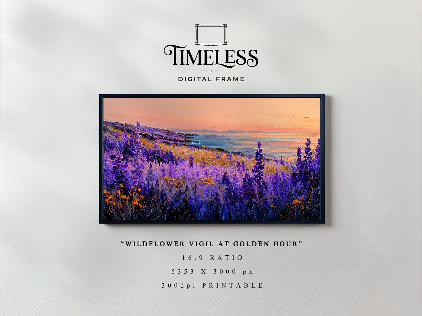 beach house decor Sunset Coast Seascape Art | Digital Download for Samsung Frame TV, Horizontal Wall Art Print