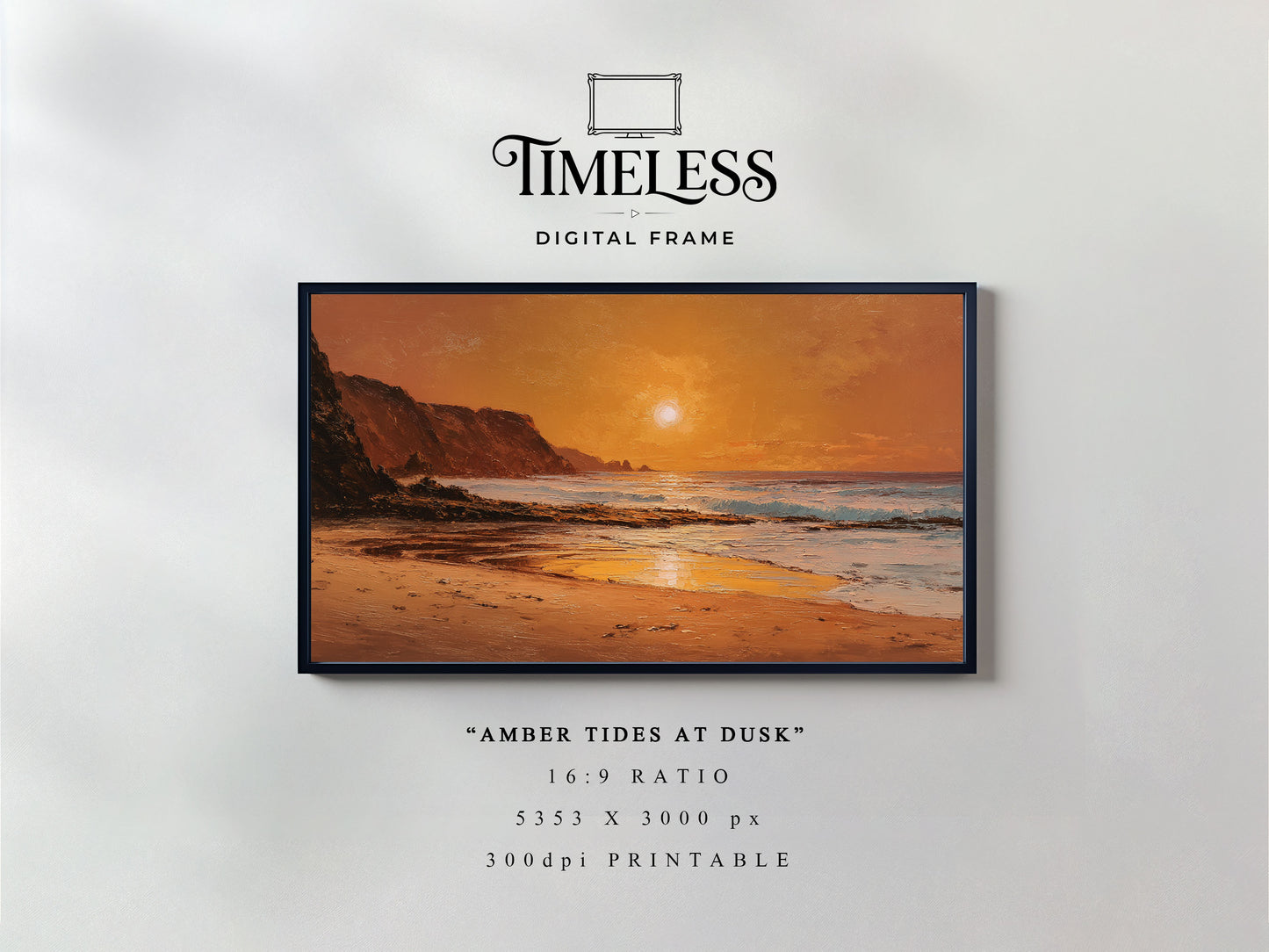 Sunset Coast Seascape coastal seascape Art #201 | Digital Download for Samsung Frame TV, Horizontal Wall Art Print