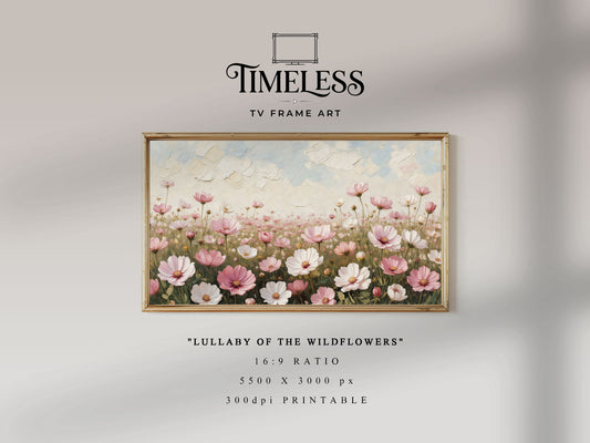 Soft Pastel Meadow impasto floral Art #11 | Lullaby of the Wildflowers | TV frame art