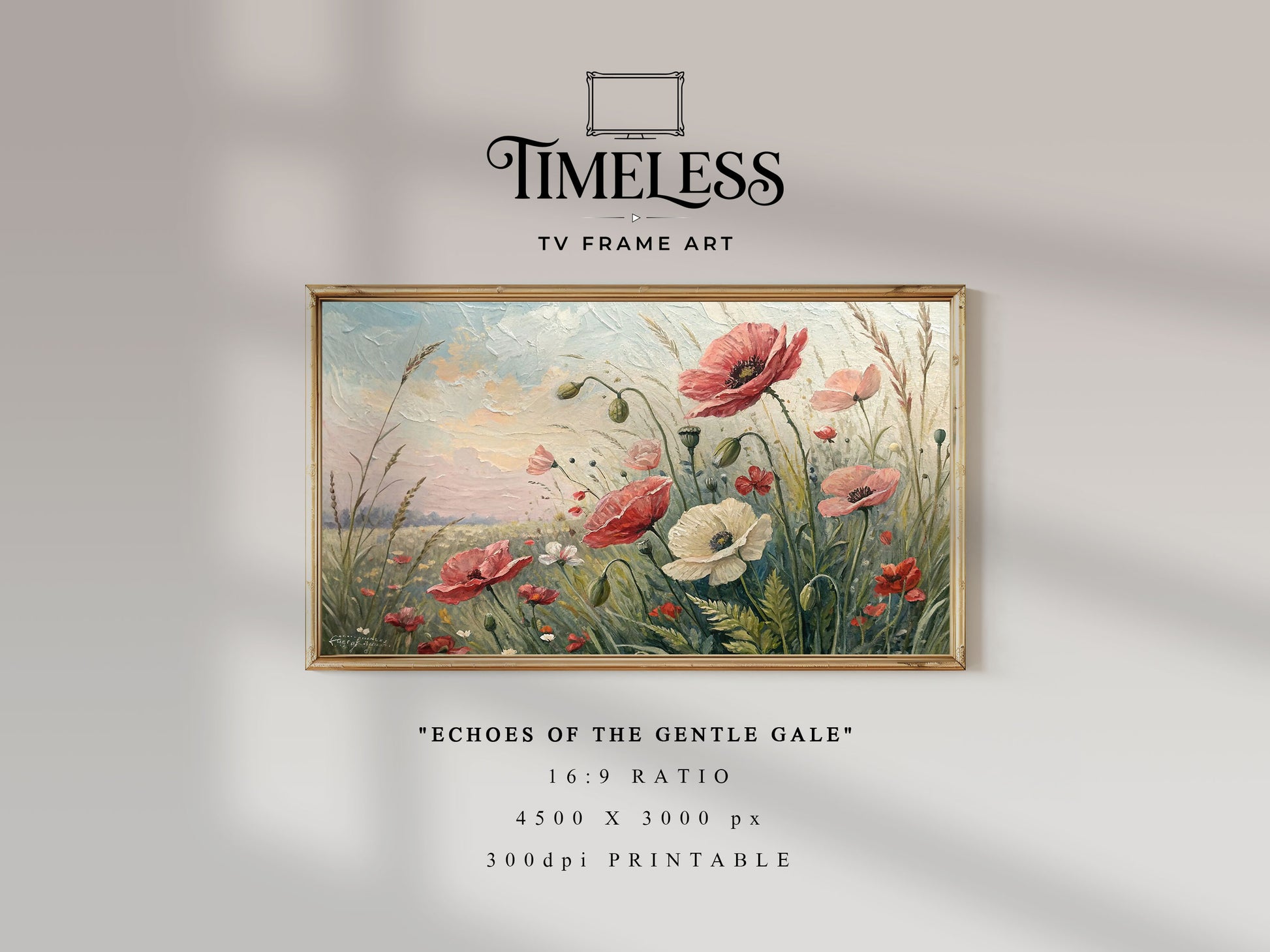Soft Pastel Meadow impasto floral Art #12 | Echoes of the Gentle Gale | TV frame art
