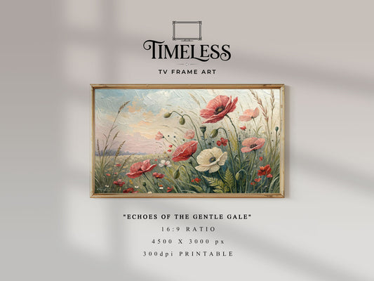 Soft Pastel Meadow impasto floral Art #12 | Echoes of the Gentle Gale | TV frame art