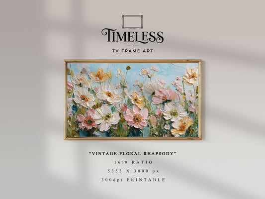 Soft Pastel Meadow wildflower meadow Art #13 | Vintage Floral Rhapsody | TV frame art