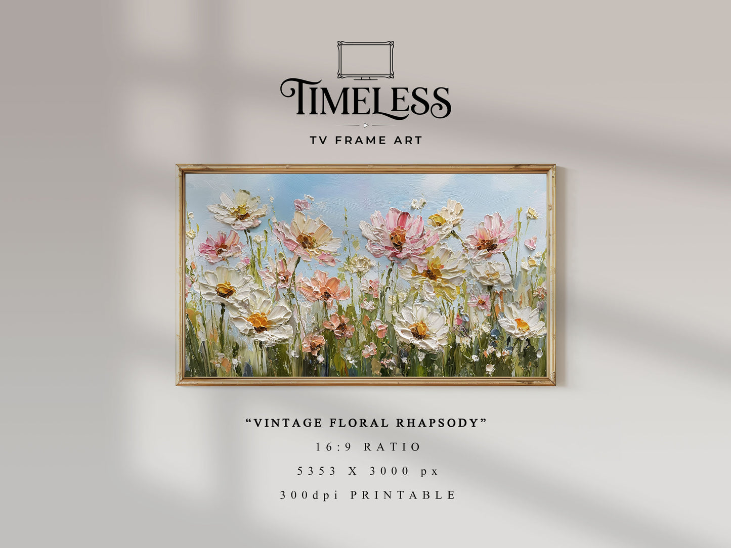 Soft Pastel Meadow wildflower meadow Art #14 | Timeless Path Bliss | TV frame art