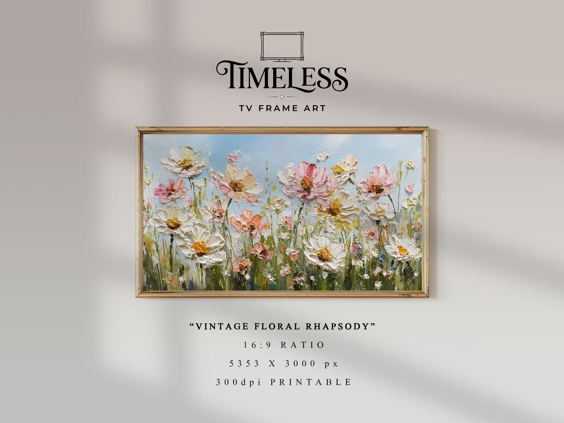 Soft Pastel Meadow wildflower meadow Art #14 | Timeless Path Bliss | TV frame art