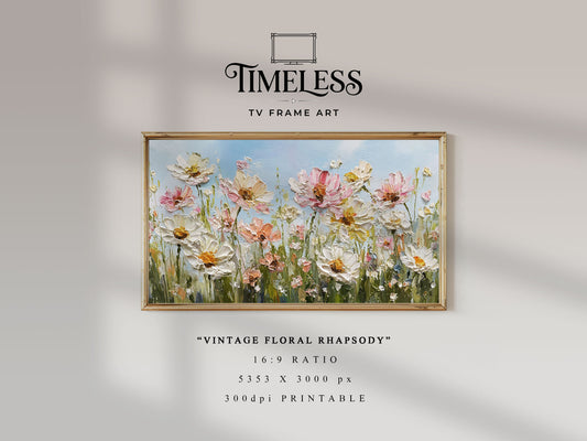 Soft Pastel Meadow wildflower meadow Art #14 | Timeless Path Bliss | TV frame art