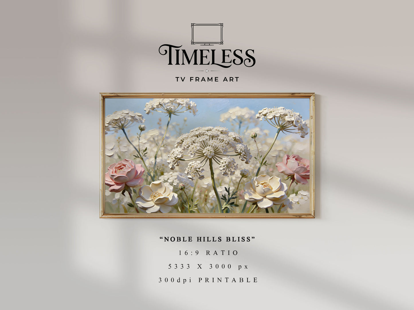 Soft Pastel Meadow impasto floral Art #15 | Noble Hills Bliss | TV frame art