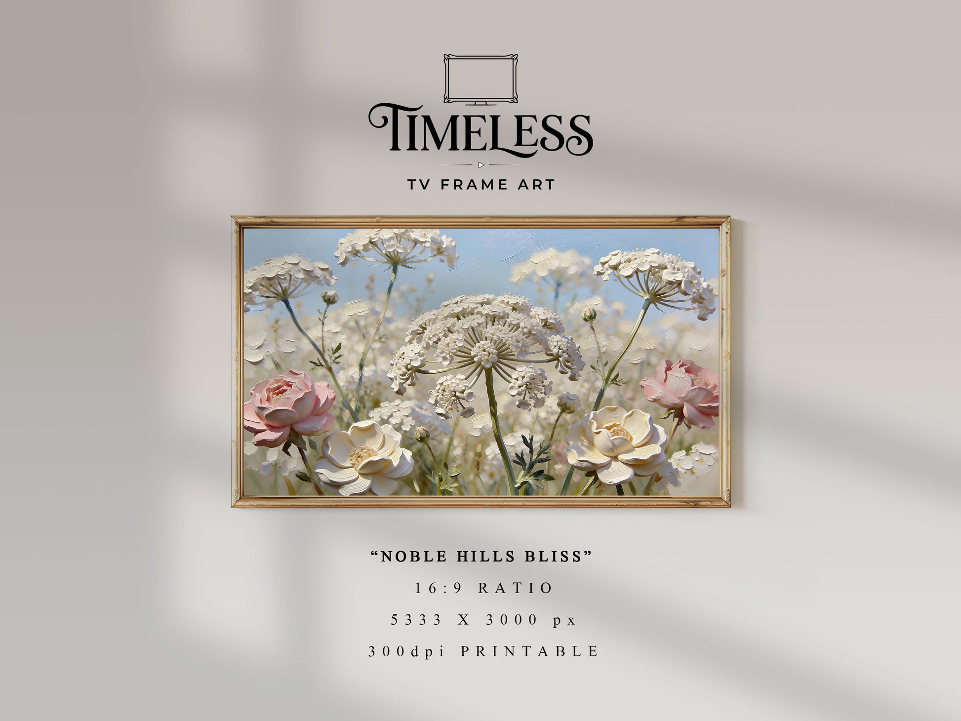 Soft Pastel Meadow impasto floral Art #15 | Noble Hills Bliss | TV frame art