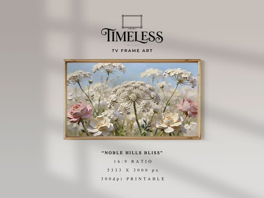 Soft Pastel Meadow impasto floral Art #15 | Noble Hills Bliss | TV frame art