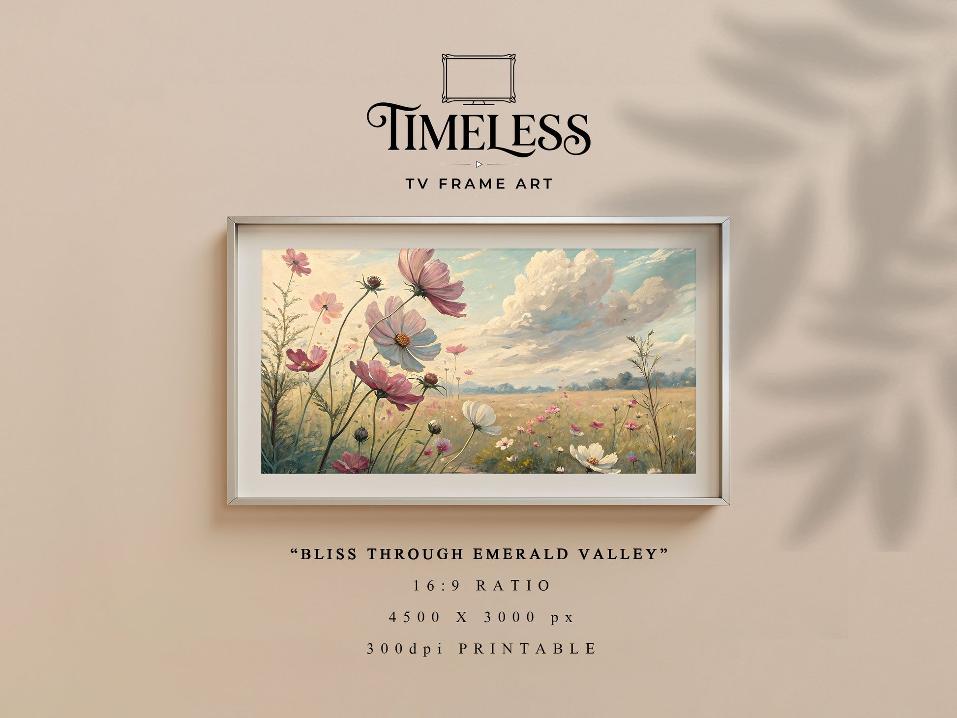Soft Pastel Meadow wildflower meadow Art #16 | Bliss Through Emerald Valley | TV frame art