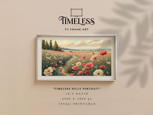 brushstroke detail Soft Pastel Meadow Art | Timeless Hills Portrait | TV frame art