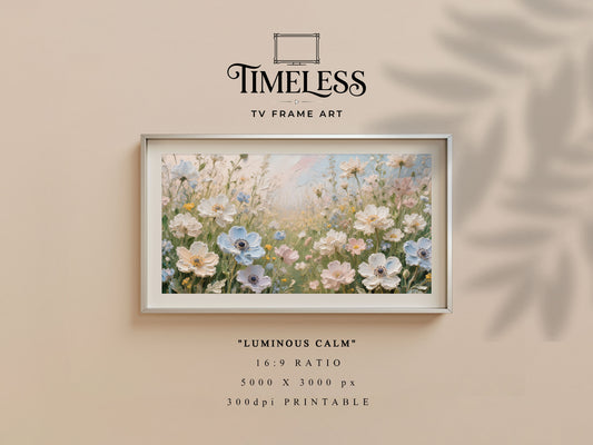 Soft Pastel Meadow wildflower meadow Art #18 | Luminous Calm | TV frame art