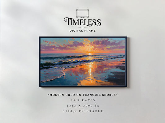 Sunset Coast Seascape sea breeze | Digital Download for Samsung Frame TV, Horizontal Wall Art Print