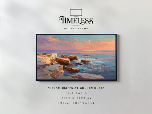 Sunset Coast Seascape beach house decor | Digital Download for Samsung Frame TV, Horizontal Wall Art Print