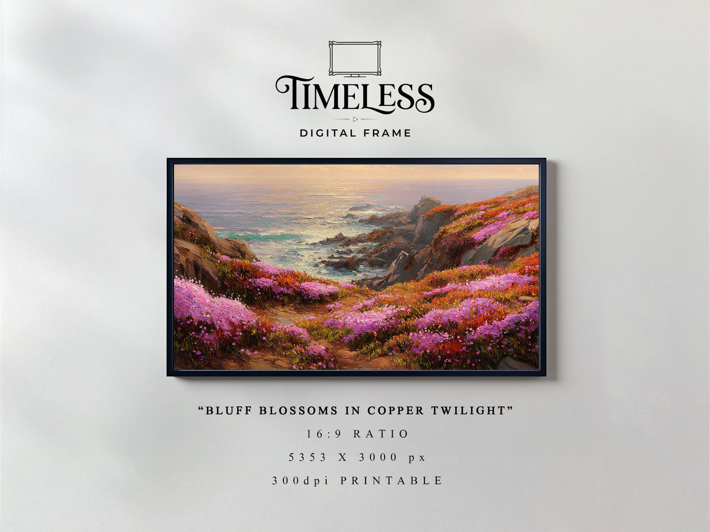 Sunset Coast Seascape TV Frame Art | beach house decor Digital Download for Samsung Frame TV, Horizontal Wall Art Print