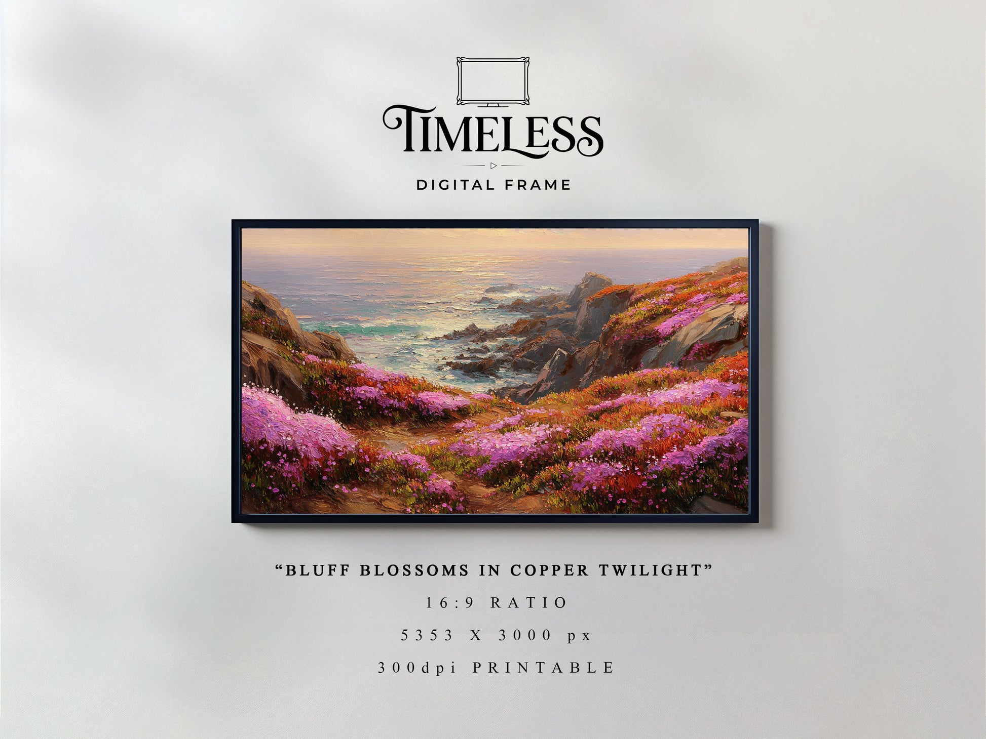 Sunset Coast Seascape TV Frame Art | beach house decor Digital Download for Samsung Frame TV, Horizontal Wall Art Print