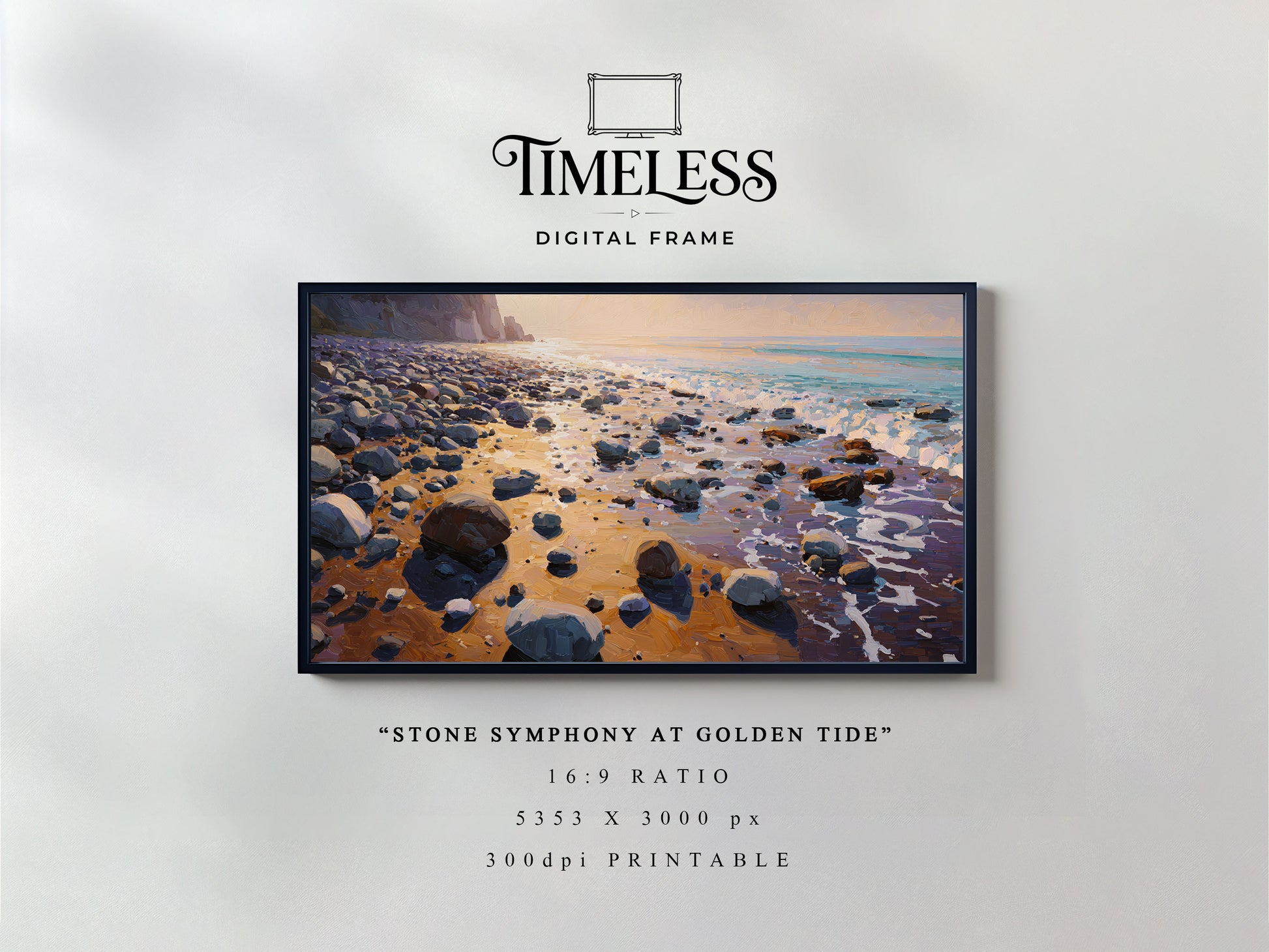 coastal seascape Sunset Coast Seascape Art | Digital Download for Samsung Frame TV, Horizontal Wall Art Print