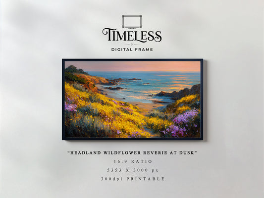 Sunset Coast Seascape beach house decor Art #199 | Digital Download for Samsung Frame TV, Horizontal Wall Art Print