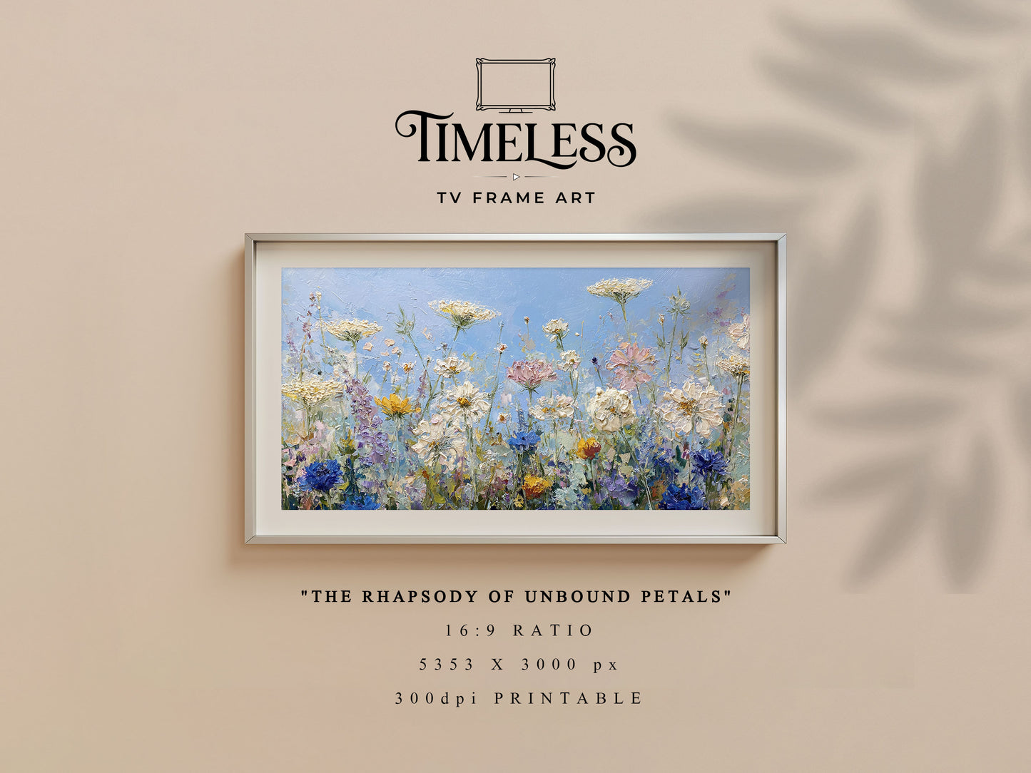 Painterly texture Soft Pastel Meadow Art | The Rhapsody of Unbound Petals | TV frame art