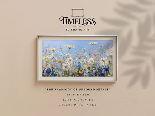 Painterly texture Soft Pastel Meadow Art | The Rhapsody of Unbound Petals | TV frame art