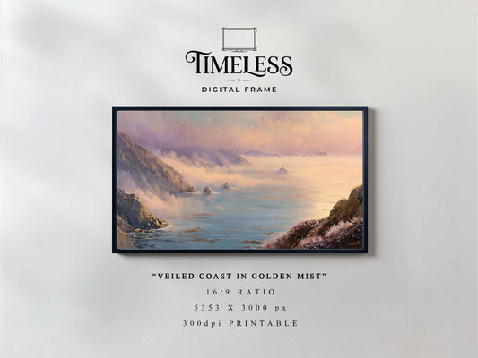 Sunset Coast Seascape TV Frame Art | coastal seascape Digital Download for Samsung Frame TV, Horizontal Wall Art Print