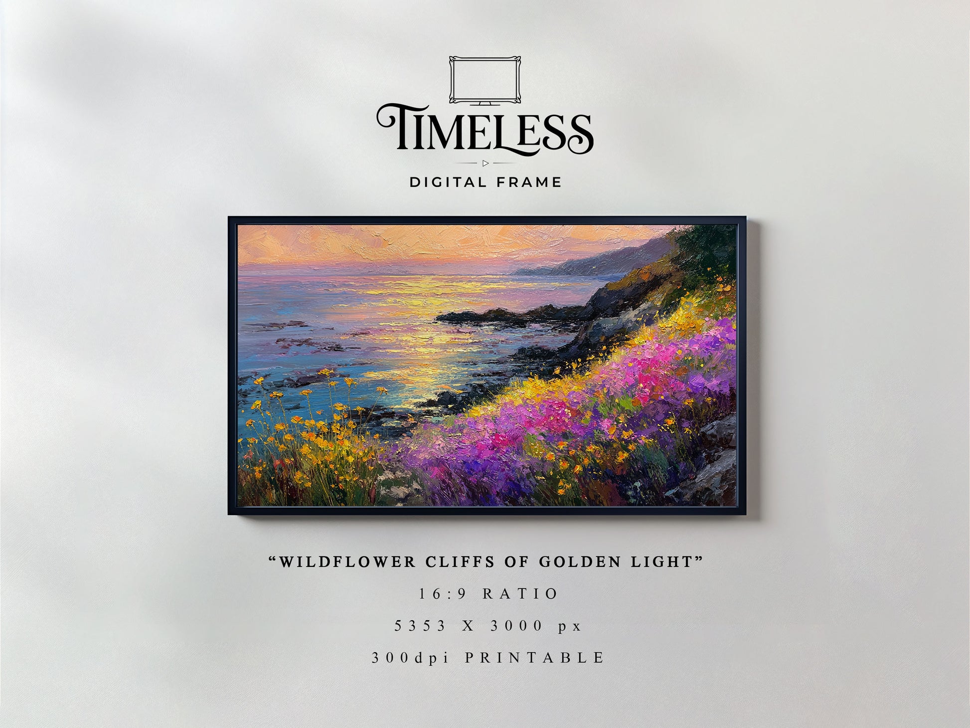 Sunset Coast Seascape coastal seascape Art #202 | Digital Download for Samsung Frame TV, Horizontal Wall Art Print