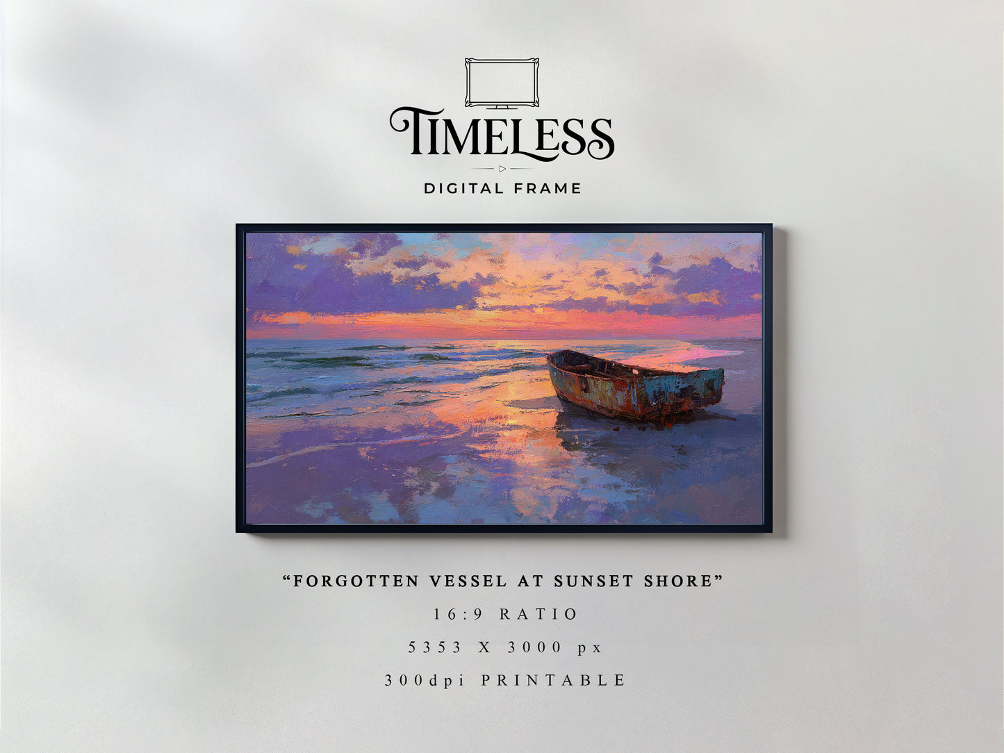 Sunset Coast Seascape ocean horizon Art #204 | Digital Download for Samsung Frame TV, Horizontal Wall Art Print