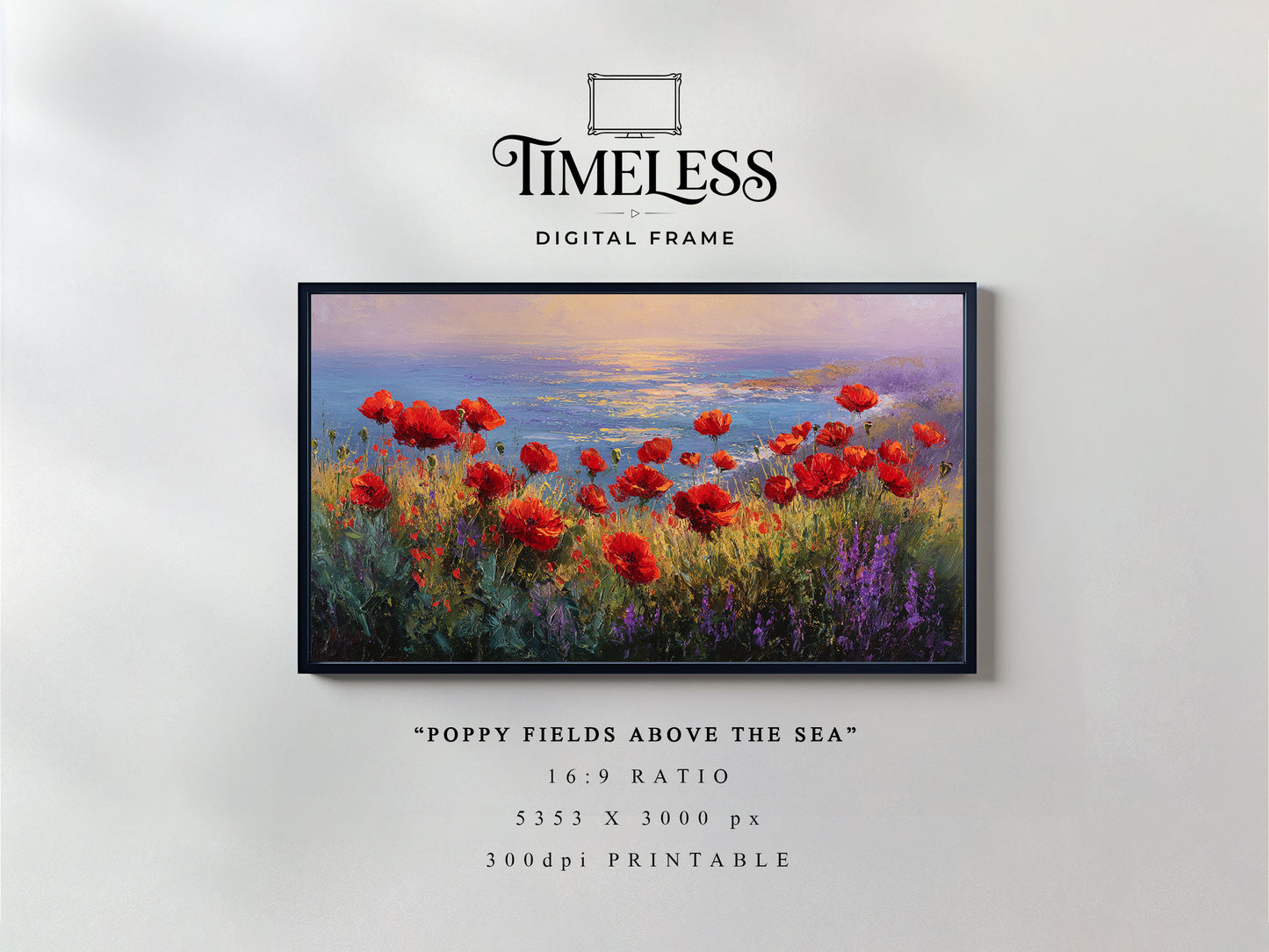 Sunset Coast Seascape ocean horizon Art #205 | Digital Download for Samsung Frame TV, Horizontal Wall Art Print