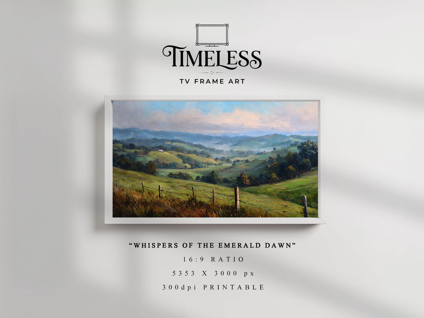 Green Landscape pastoral view | Digital Download for Samsung Frame TV, Horizontal Wall Art Print