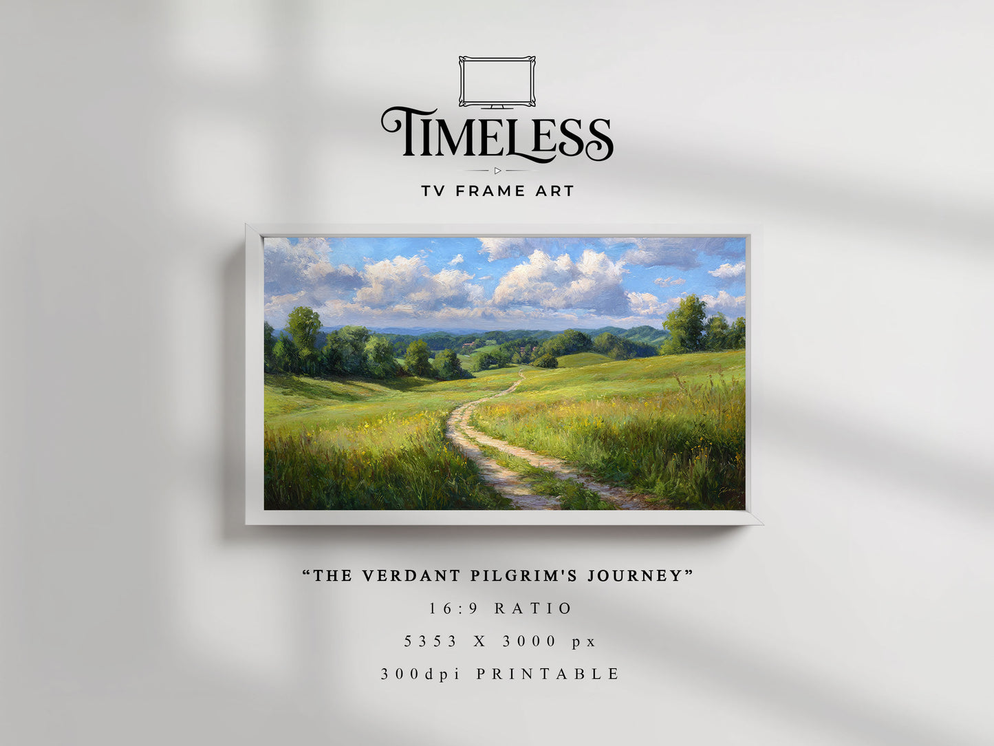 Green Landscape countryside scene | Digital Download for Samsung Frame TV, Horizontal Wall Art Print