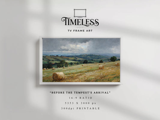 countryside scene Green Landscape Art | Digital Download for Samsung Frame TV, Horizontal Wall Art Print
