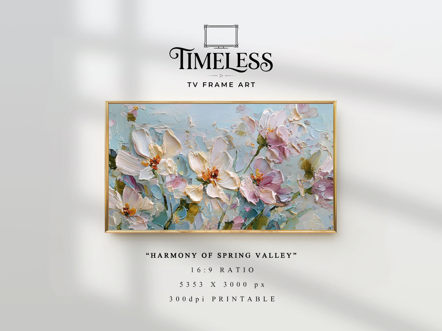 Soft Pastel Meadow painterly texture | Harmony of Spring Valley | TV frame art