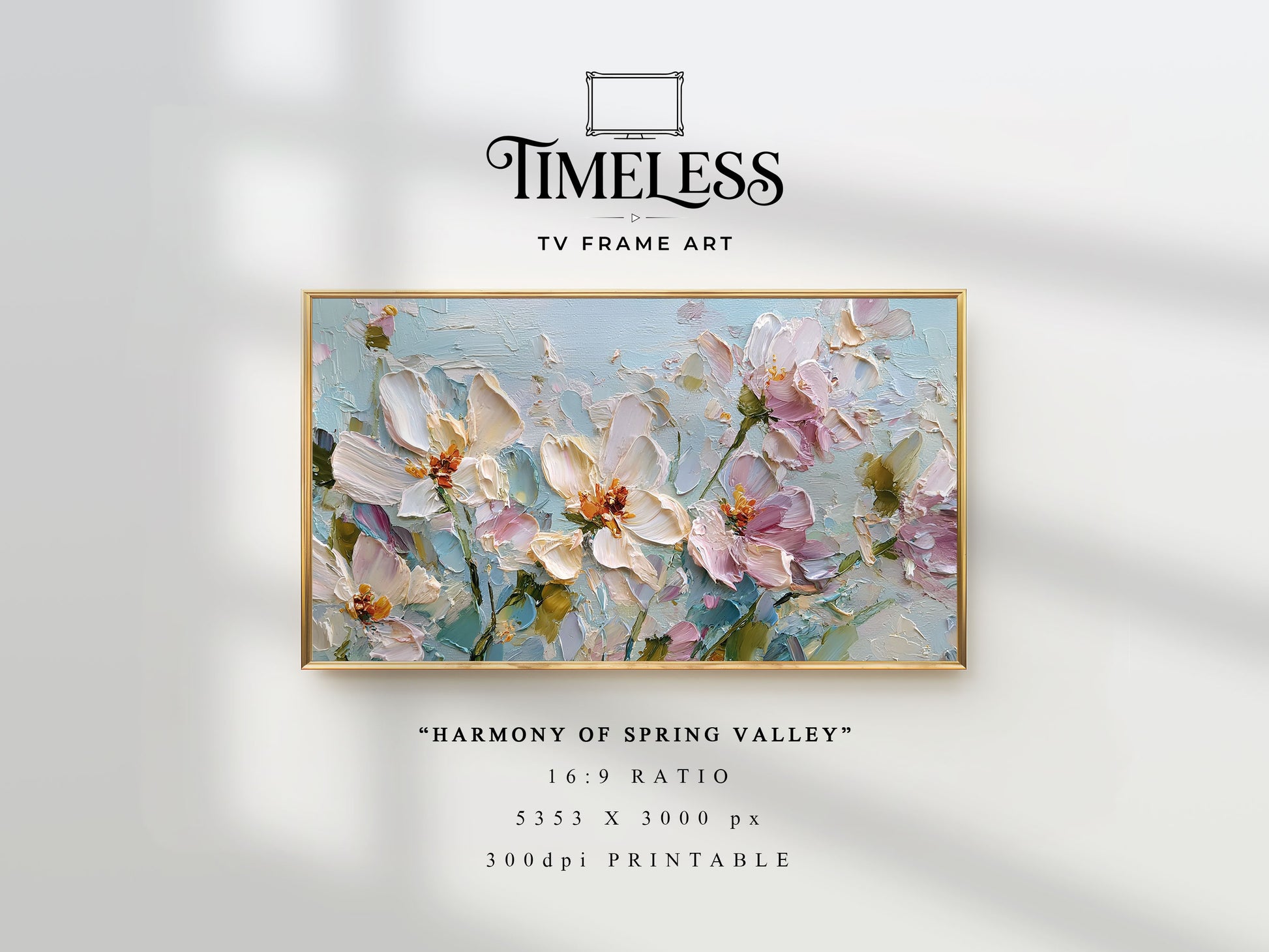 Soft Pastel Meadow painterly texture | Harmony of Spring Valley | TV frame art