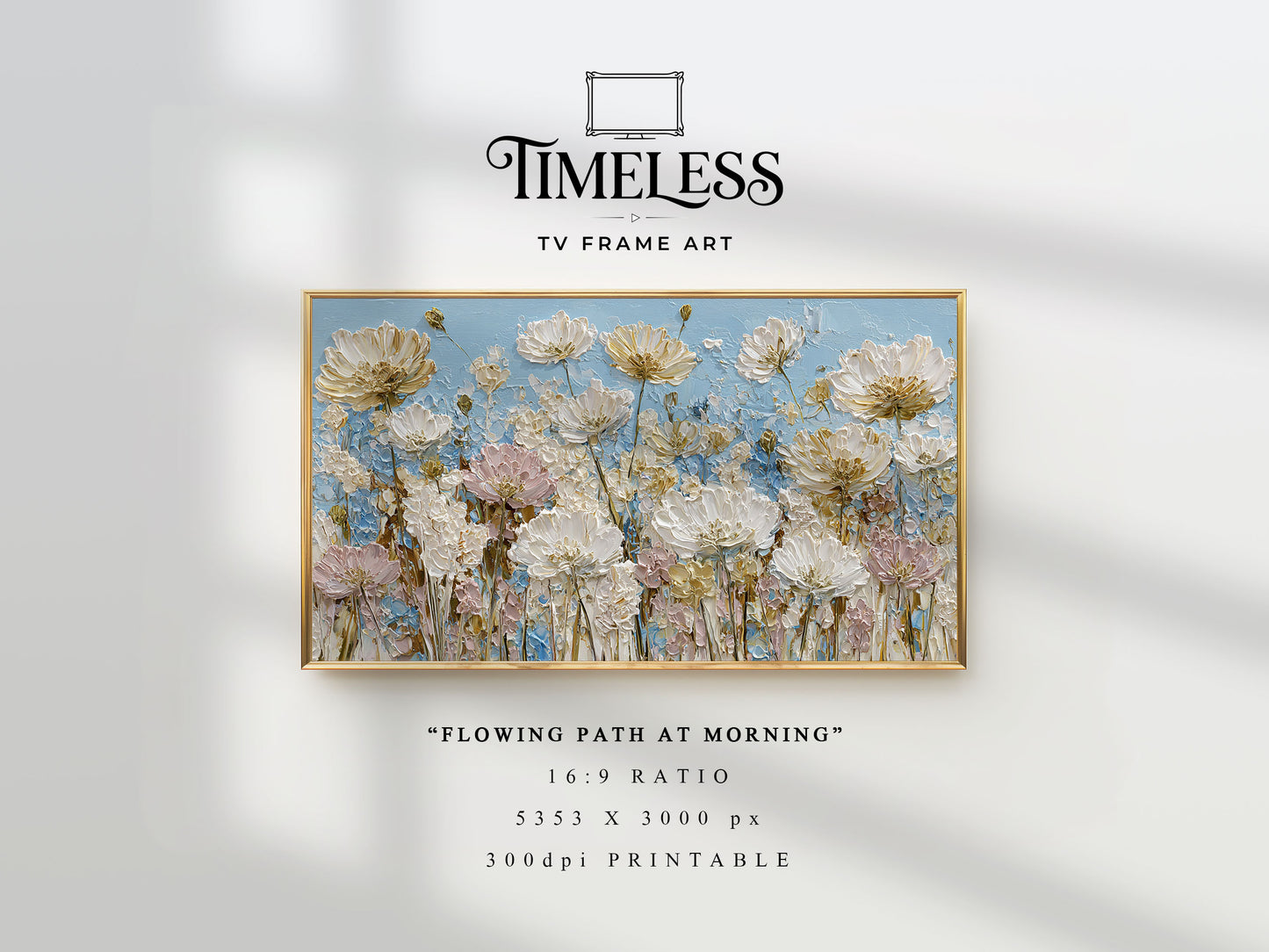 wildflower meadow Soft Pastel Meadow Art | Flowing Path at Morning | TV frame art
