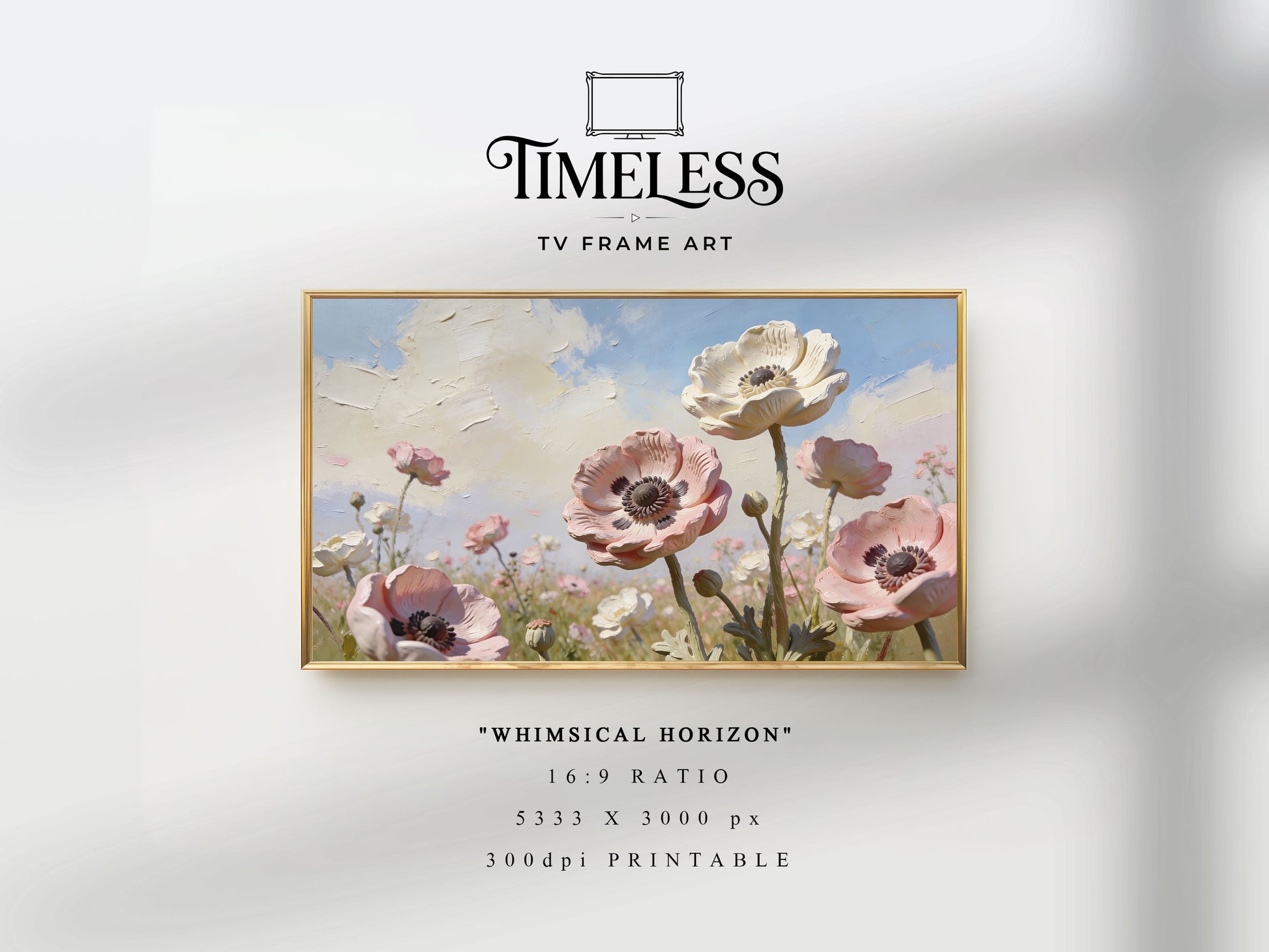 Soft Pastel Meadow impasto floral Art #8 | Whimsical Horizon | TV frame art