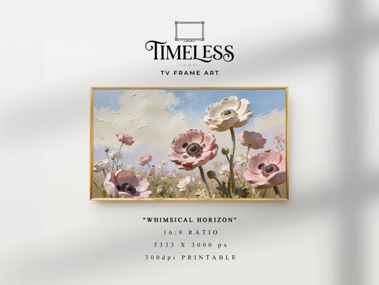 Soft Pastel Meadow impasto floral Art #8 | Whimsical Horizon | TV frame art