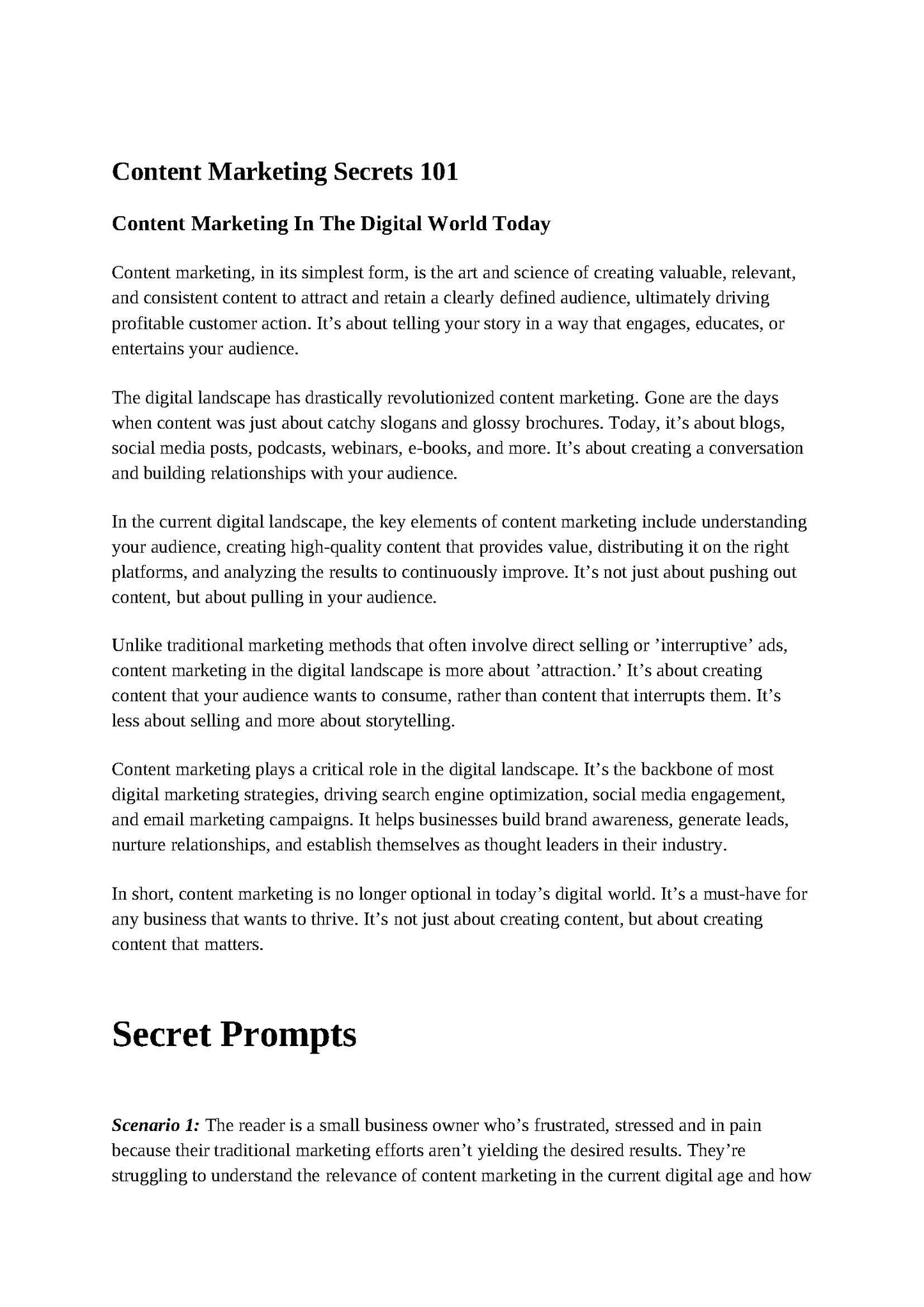 AI Prompt Secrets for Content Marketing: 3,000+ Prompts for Marketers, Influencers & Entrepreneurs (PDF)