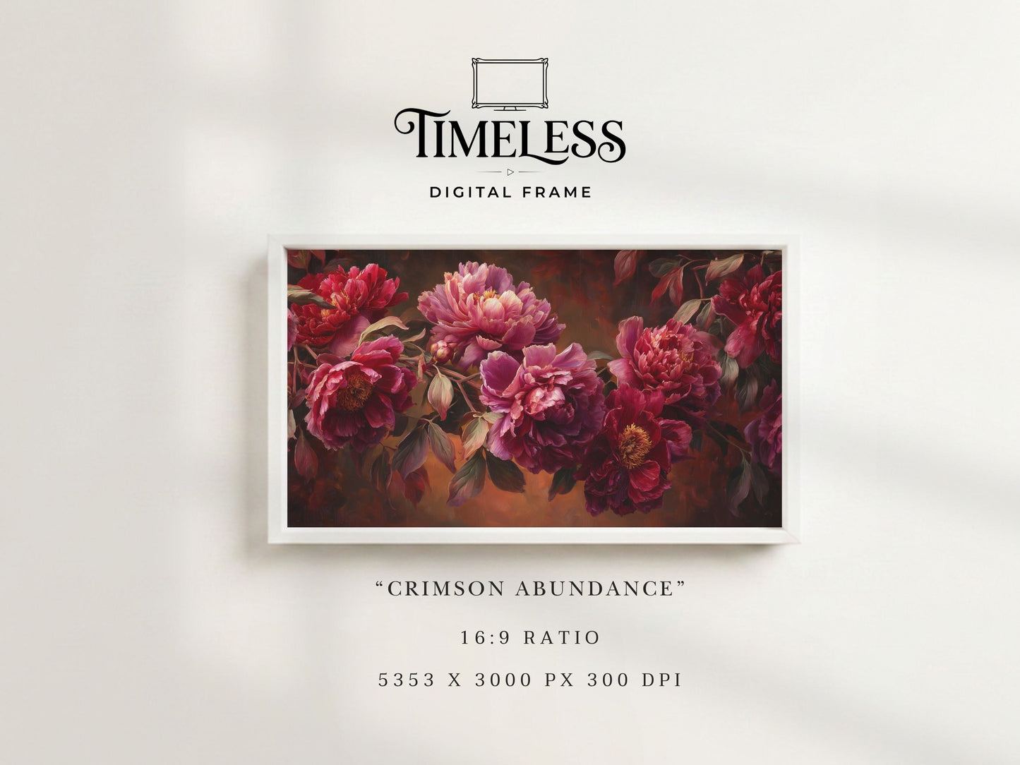 Crimson Abundance – Dark Peony Floral Art for Samsung Frame TV | Digital Download 4K TV Art