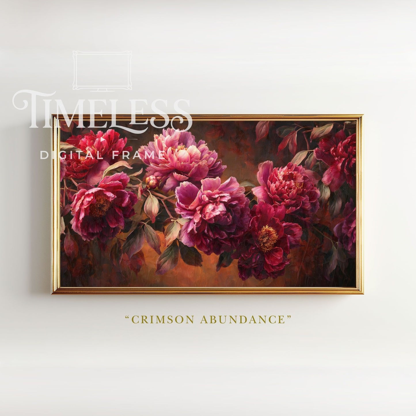Crimson Abundance – Dark Peony Floral Art for Samsung Frame TV | Digital Download 4K TV Art