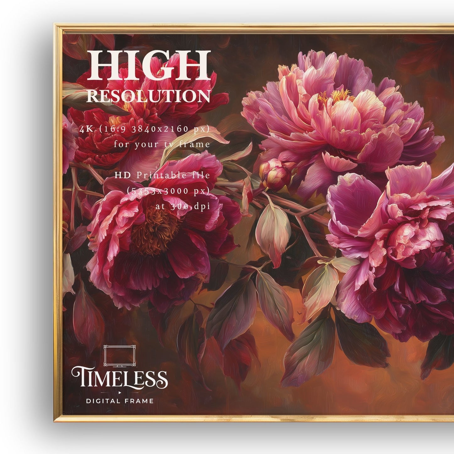 Crimson Abundance – Dark Peony Floral Art for Samsung Frame TV | Digital Download 4K TV Art