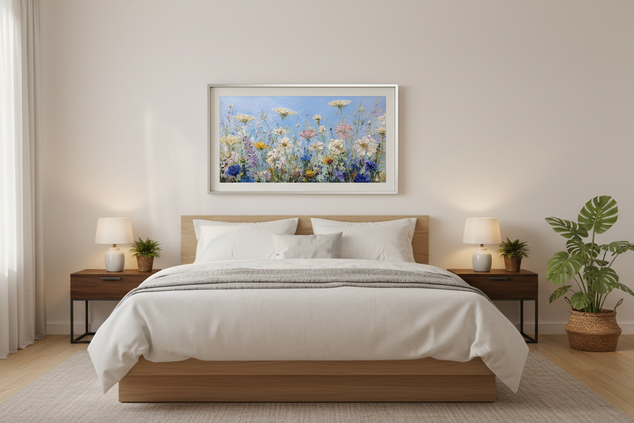 Bedroom with TV Frame Art