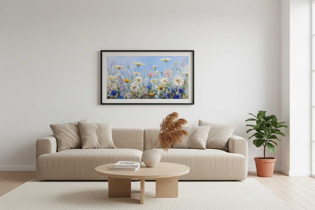 Living Room with TV Frame Art