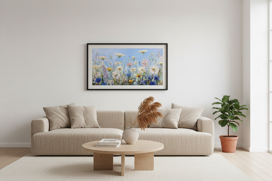 Living Room with TV Frame Art